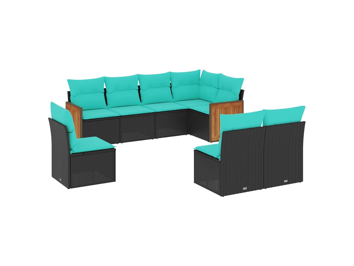Conjunto de Sofá de Jardim, 9 Peças, Almofadas, Rattan Marrom MAISON EXCLUSIVE