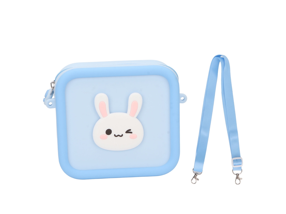 Bolsa De Cámara Para Niños De Silicona Con Diseño De Conejo Azul Cute Animado Resistente A Choques Y Agua Gran Capacidad