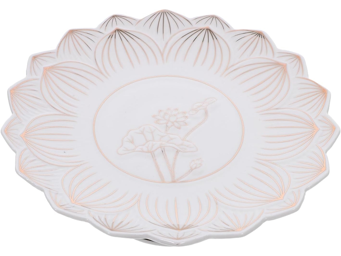 Prato De Sobremesa Budista De Cerâmica Branca De 7 Polegadas, Elegante Bandeja Para Oferendas.