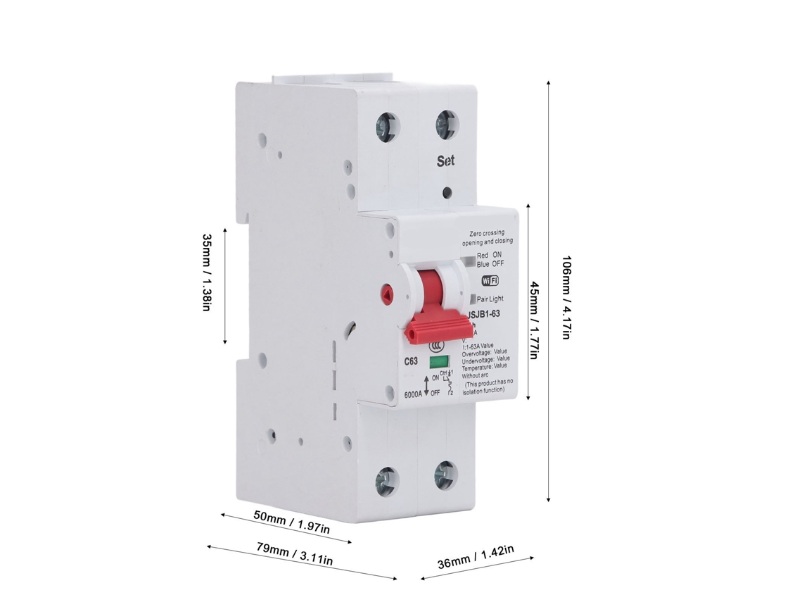 Laxiscreed Disjuntor Wifi 2p 63a Com Controle Remoto E Monitorização De Energia