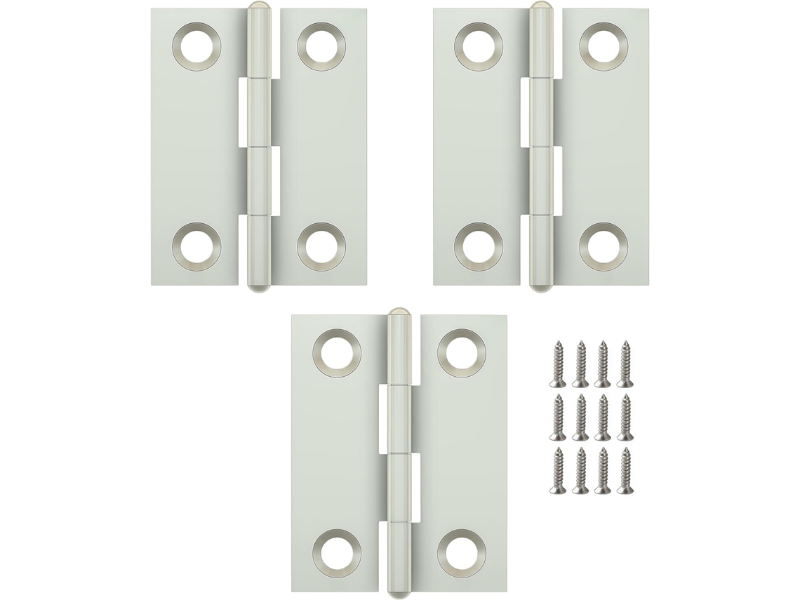 Dobradiças De Aço Inoxidável, Pacote Com 3 Unidades, Para Armários, Portas De Batente E Ferragens Para Janelas, Com