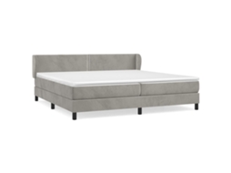 Cama com Molas e Colchão Veludo Cinzento Claro MAISON EXCLUSIVE (200x200 cm)