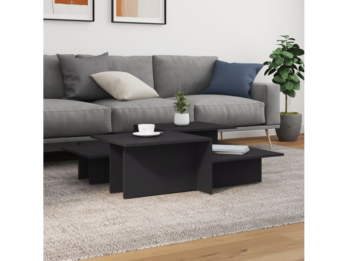 Vidaxl Mesas De Centro 2 Pcs Derivados De Madeira Cinzento