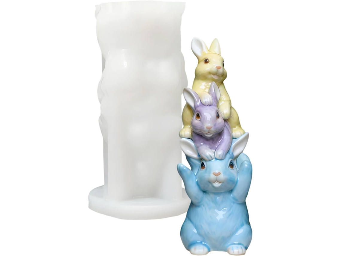 Molde De Silicone 3d Em Formato De Coelho Da Páscoa Chocolate E Velas.