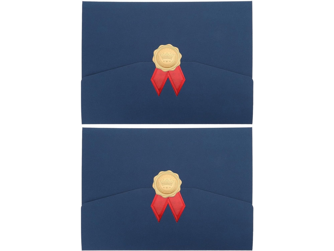 Porta Diplomas Triplo, Papelão Resistente, Azul Escuro, 2 Peças, Capa Protetora Para Documentos E Prêmios, Porta