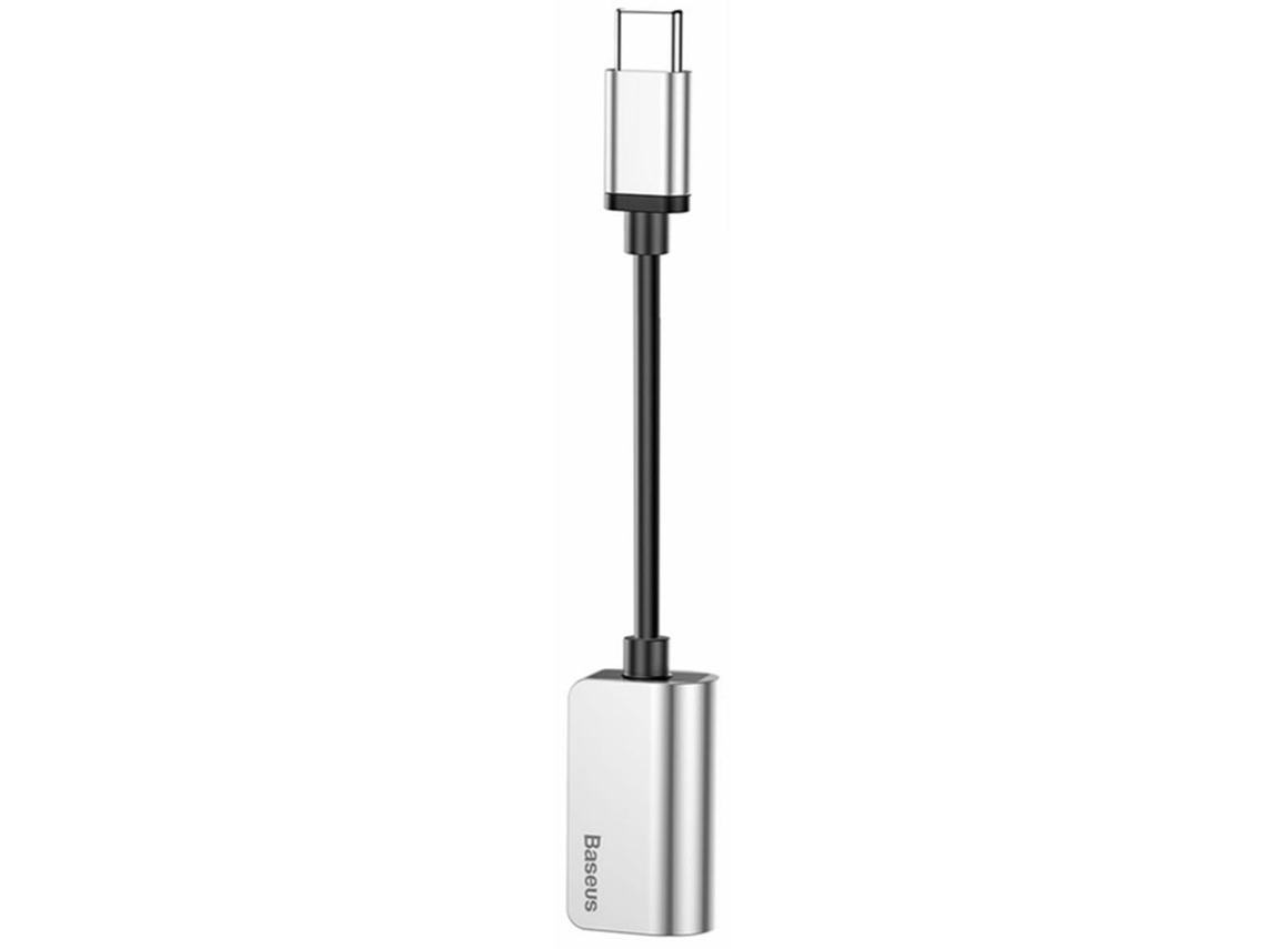Adaptador Divisor Tipo C (2 Em 1) Para Carregamento/música Da Baseus Silver