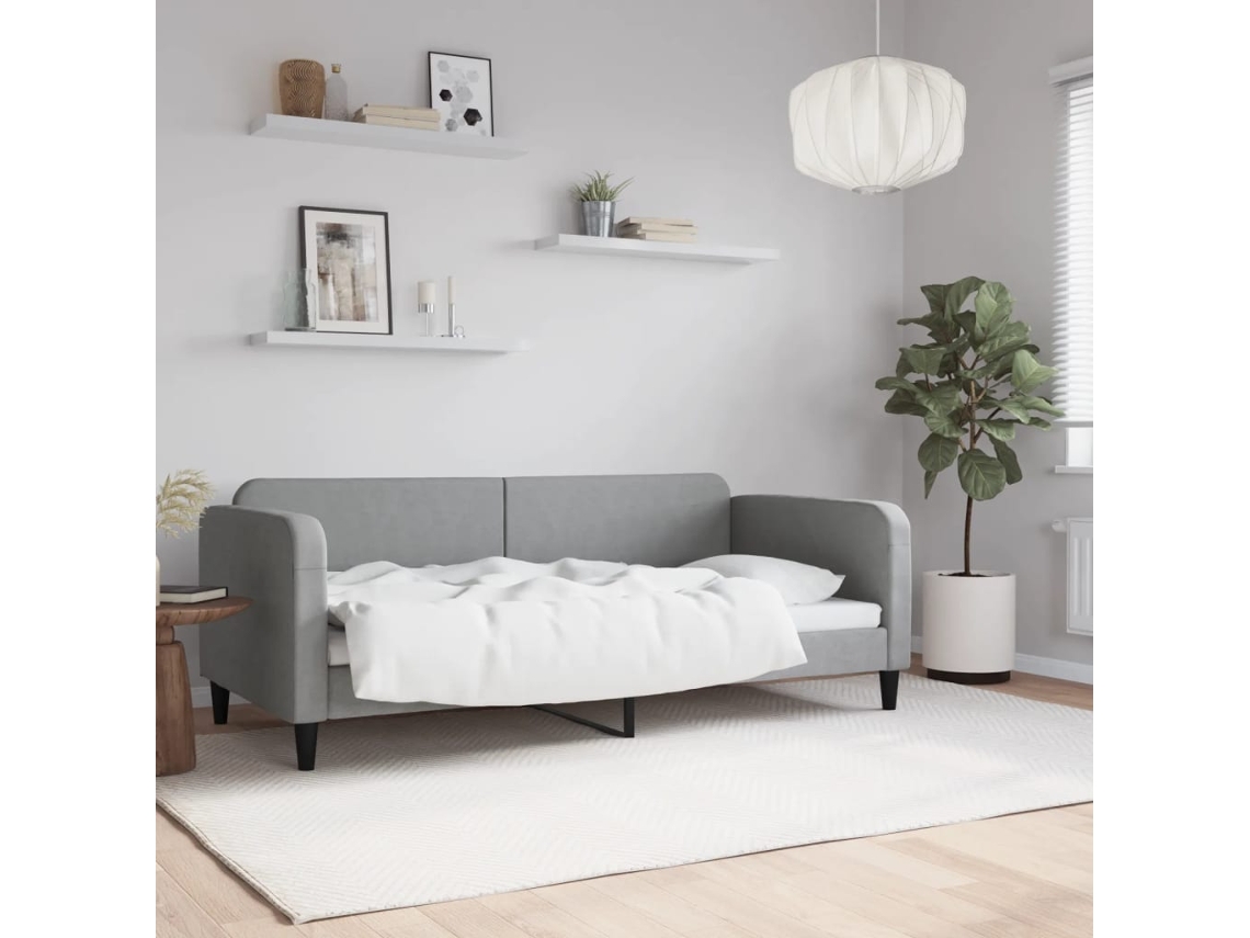 Vidaxl Sofá-cama 90x190 Cm Tecido Cinzento-claro