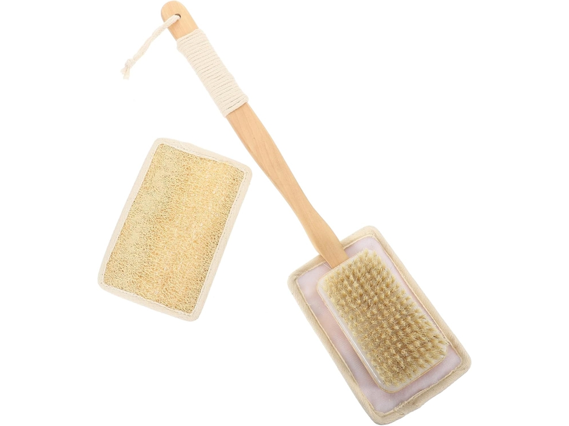 Escova Corporal De Bucha Vegetal Natural Com Cabo Longo, Escova Esfoliante Macia Para Costas E Banho, Acessório De Banho