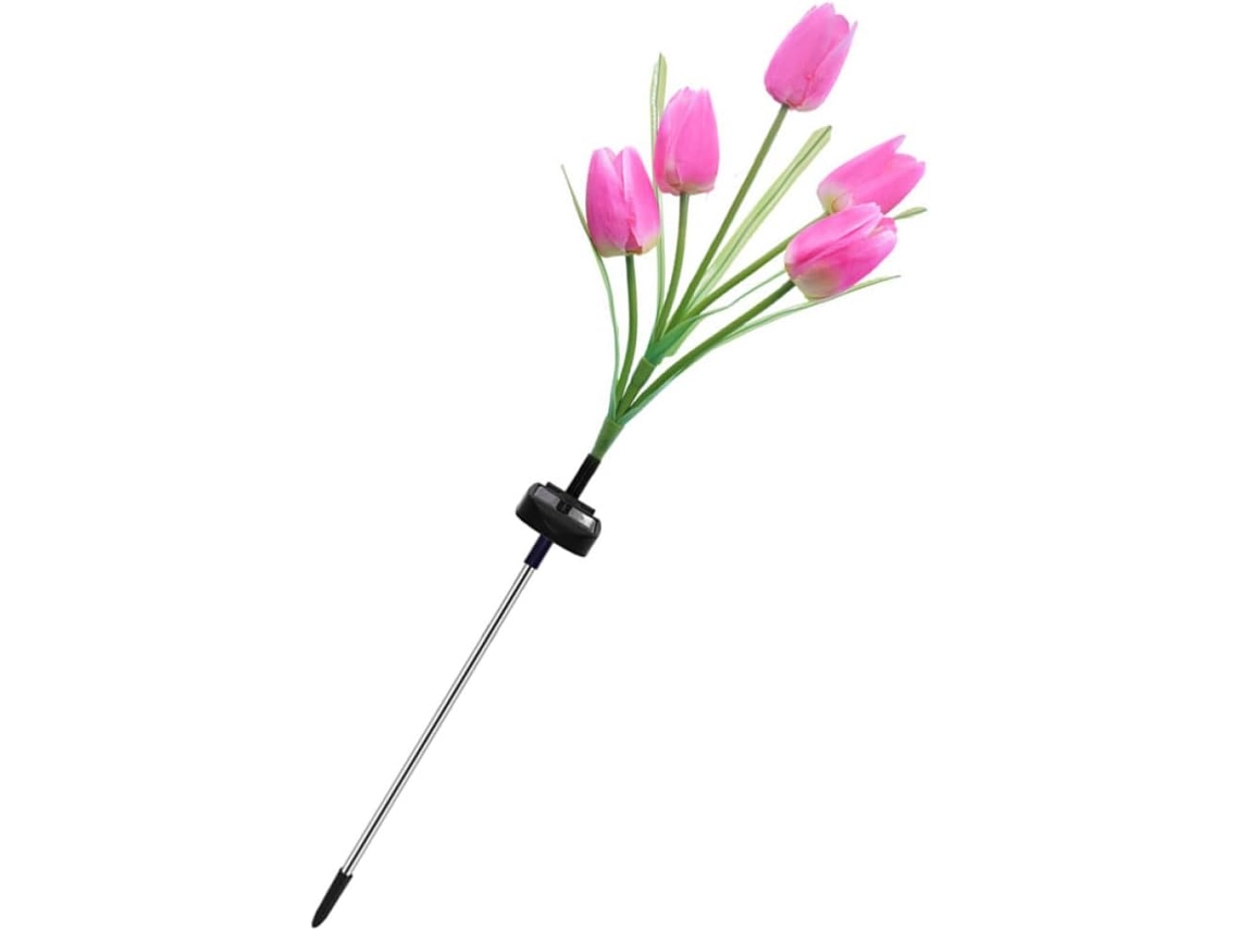 Luminárias Solares Para Jardim, 5 Lâmpadas Com Design De Flor Rosa, Tecido De Seda E Aço Inoxidável, Gokoco