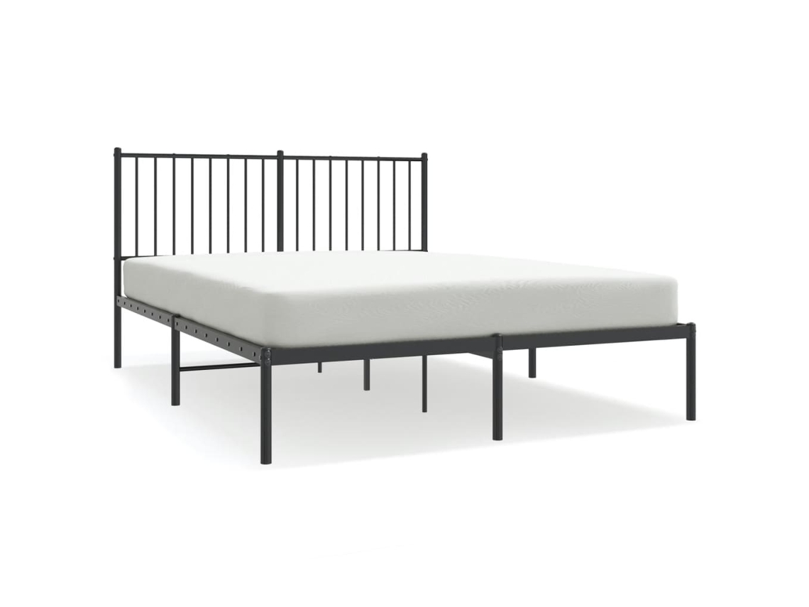 Bed Frame, Bed Frames Vidaxl Preto Aço (140 X 190 Cm)