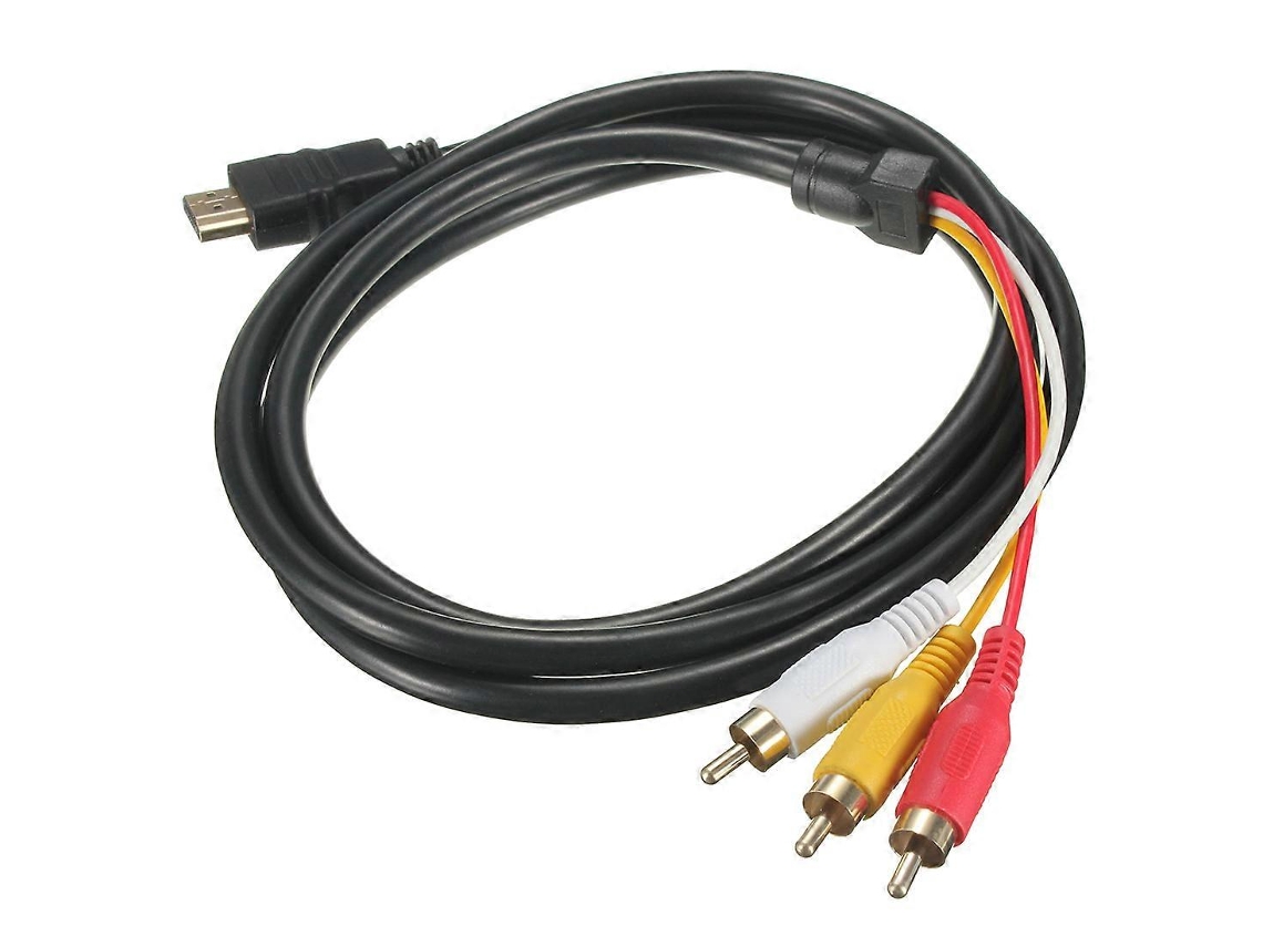 Cabo Adaptador de Áudio e Vídeo Hdmi Macho para 3 Rca Preto 1,5 M Hdtv 1080p AQUAFORGE