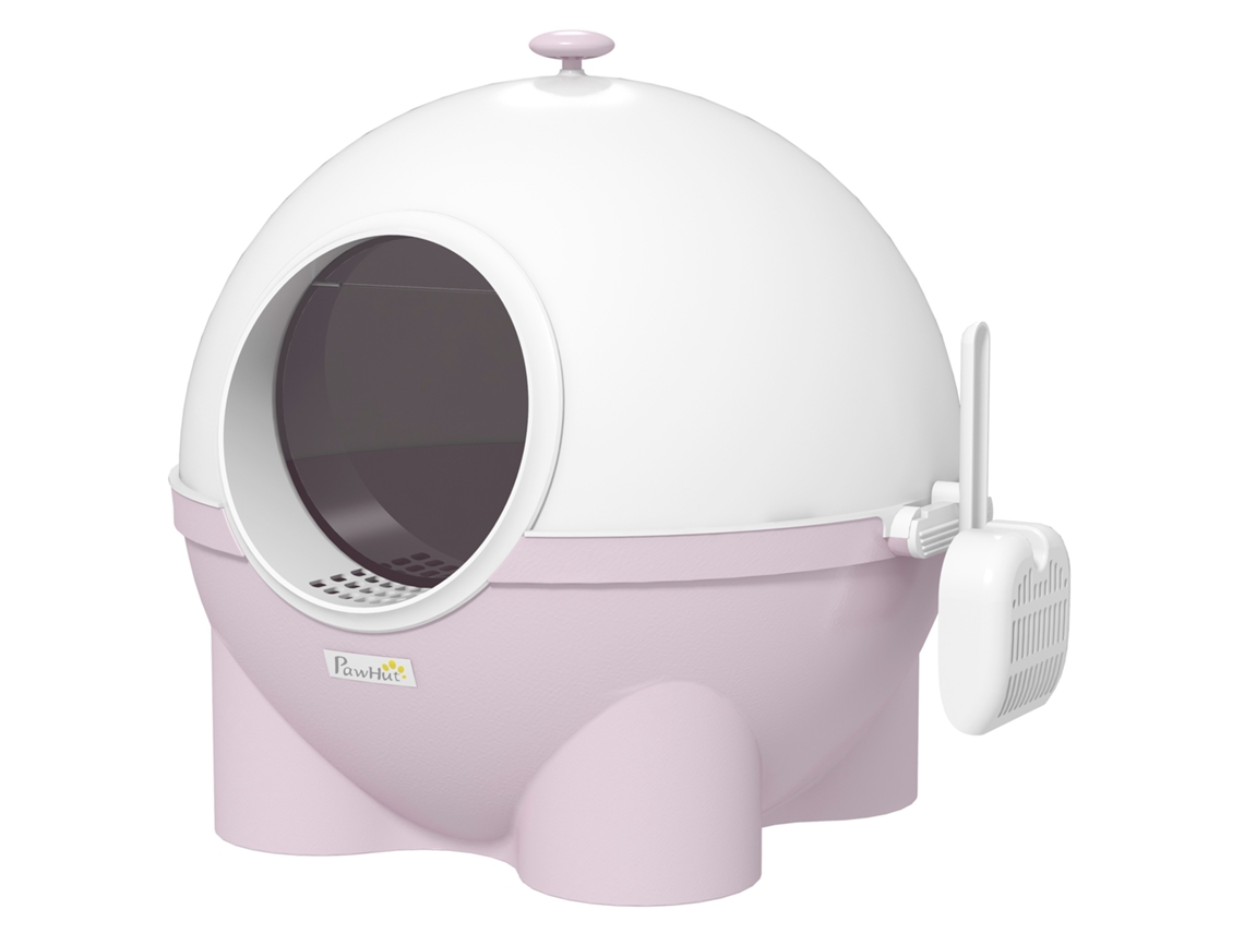 Caixa De Areia Para S Com Capacidade Máxima De 4 Kg, Tampa E Pá Inclusas, 53 X 51 X 48 Cm, Branca E Rosa.