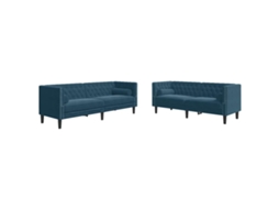 Maison Exclusive - 2 Pcs Conjunto De Sofás Chesterfield Com Rolos Veludo Azul