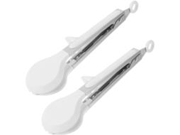 Pinça Para Alimentos Cabilock De 2 Peças Em Aço Inoxidável E Silicone Com Suporte, Resistente Ao Calor Para Servir Pão E