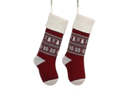 Meias De Natal De Tricô Para Ambientes Internos, Enfeites Pendurados Para Decoração De Festa Em Casa Pxcl Olysi Shop (pacote Com 2, Vermelho)