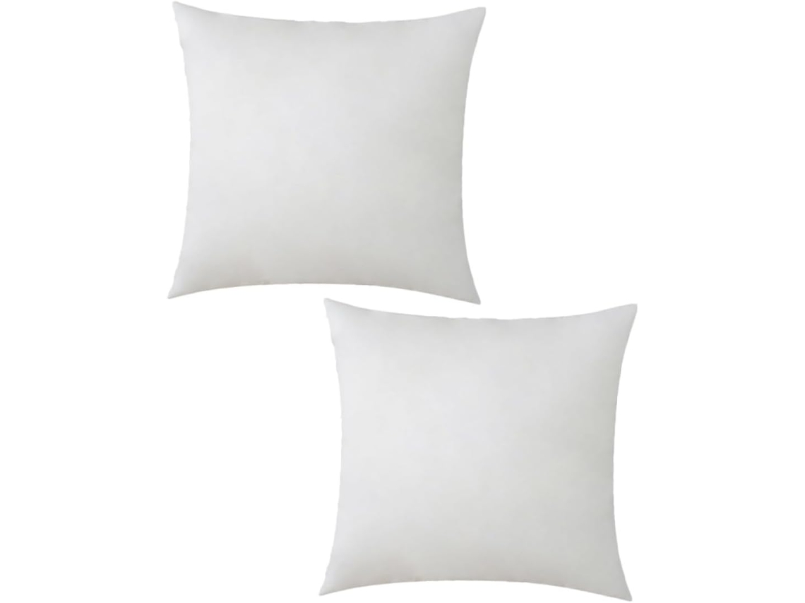 Enchimento De Almofada 50x50x10cm Branco 2 Peças Para Sofá E Cama