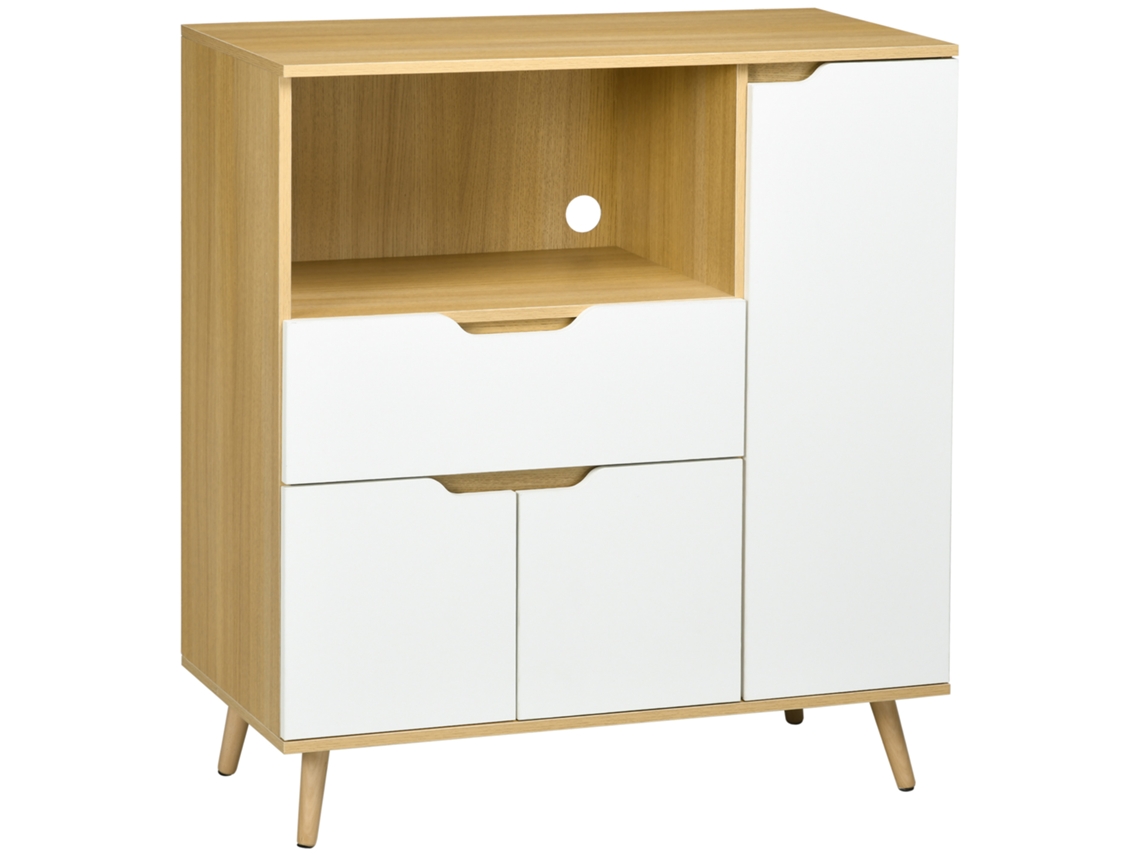 Armário de cozinha para micro-ondas, com 1 gaveta, 2 armários, 1 prateleira, 90x40x98,5cm, madeira e branco. ZENCORE SERVICES