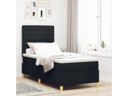Vidaxl Cama Box Com Colchão Com Cabeceira Preto 90 X 200 Cm Tecido