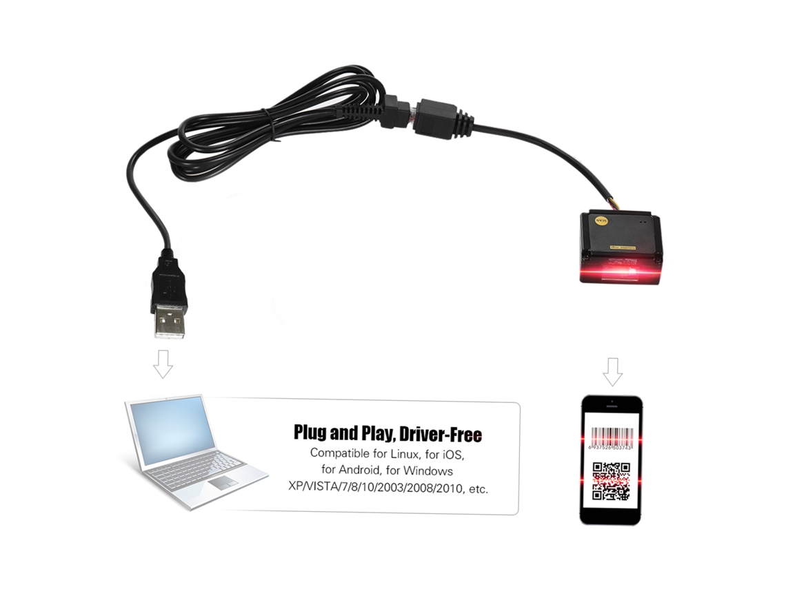 Módulo Scanner Código de Barras 1d/2d Ccd Embutido com Interface Usb2.0 | S/MARCA