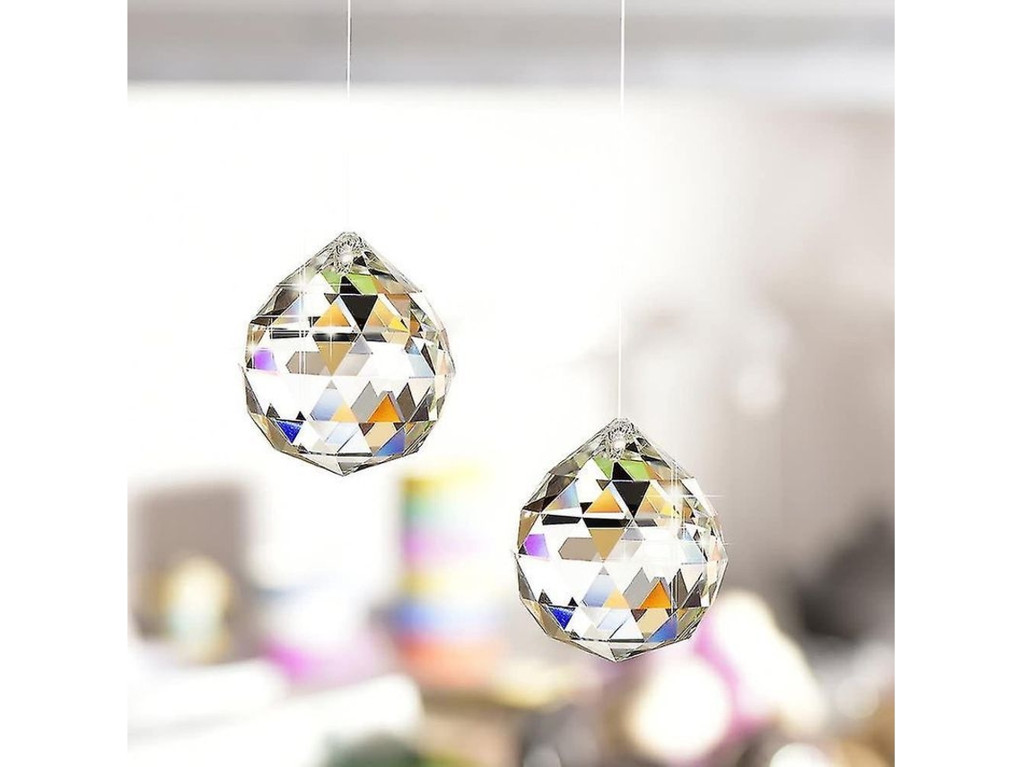 Pendente De Cristal Esfera De Vidro Transparente Prisma 40mm Pacote Com 2 Para Capturar Luz Do Sol