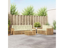 Vidaxl Conjunto De Sofás Para Exterior 6 Unid. Branco E Creme