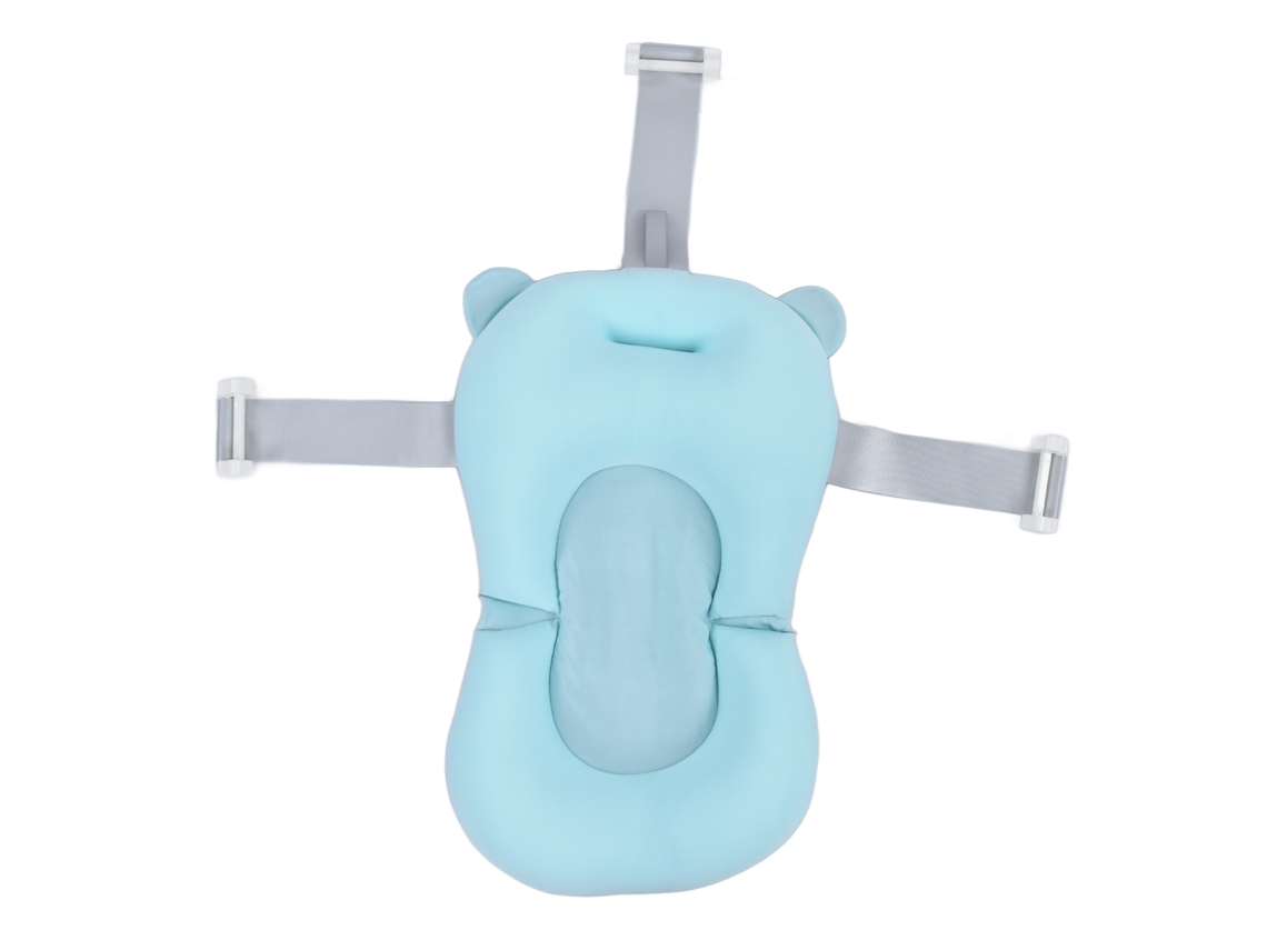 Almohadilla Baño Bebé Talla Adecuada Drenaje Rápido Suave Con Hebilla Protectora Cabeza Azul Claro