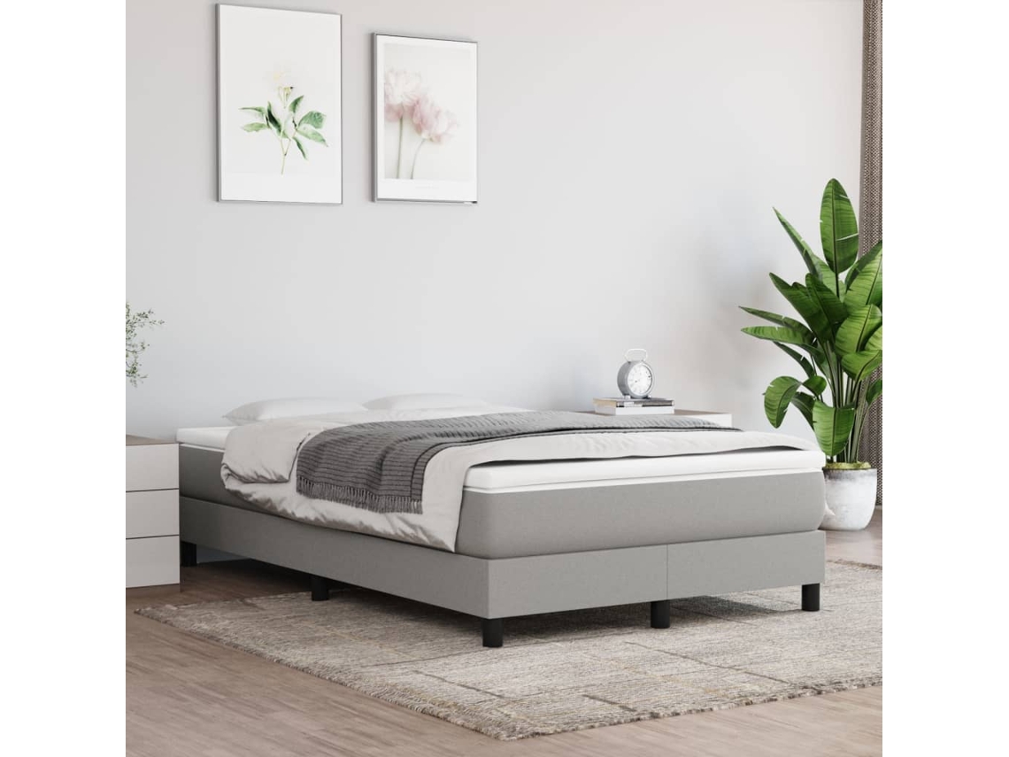 Vidaxl Cama com Molas/colchão 120x200 Cm Tecido Cinza claro