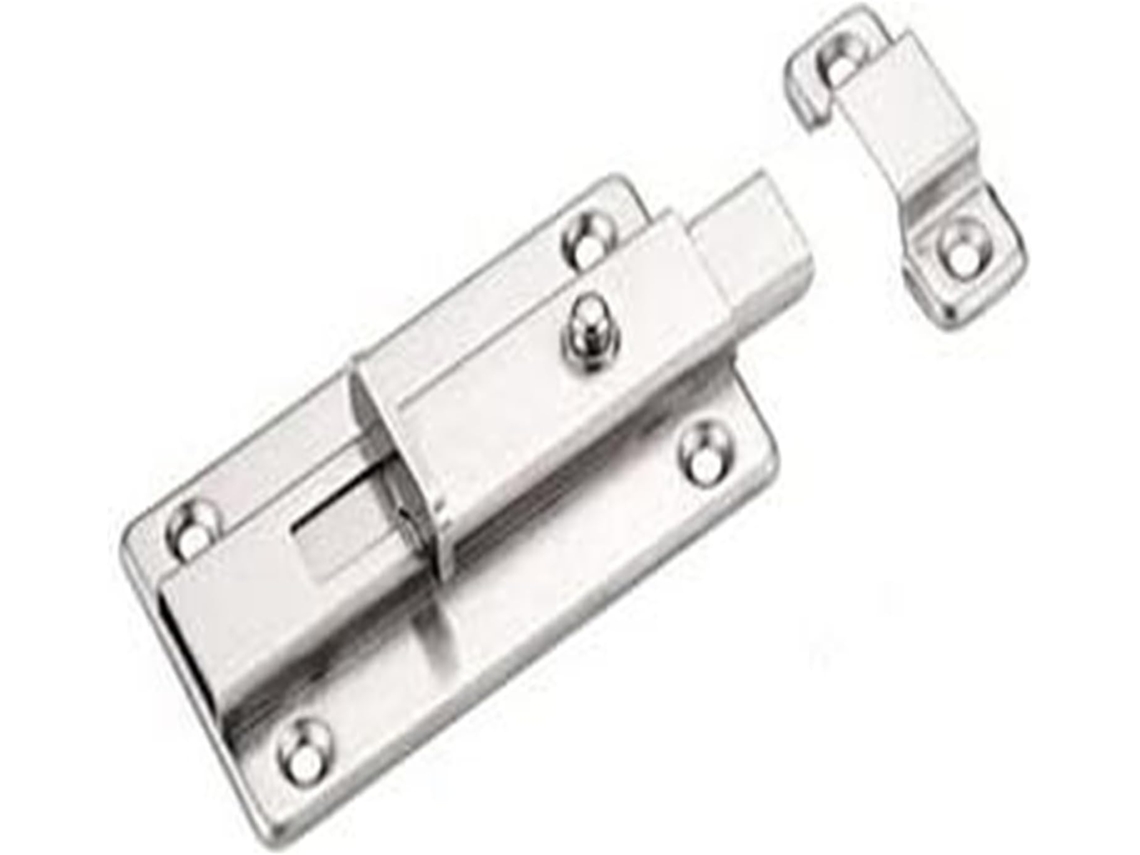 Ferrolho De Porta Deslizante Dupla Face, Reto, Em Aço Inoxidável Prateado, Portas De 2a 4 Polegadas 3