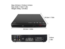 Leitor de DVD para TV, Multiregião, Saída AV, USB, Controle