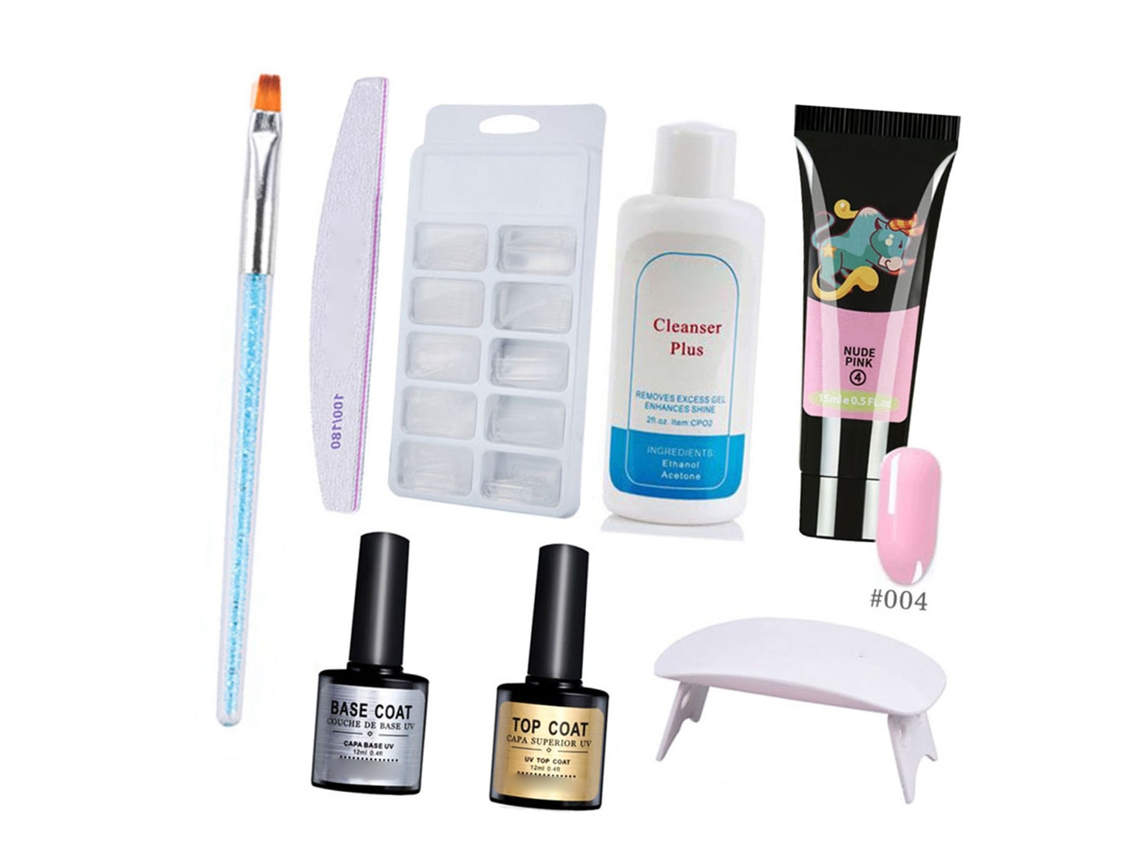 Kit De Manicure Diy Com Lâmpada Uv, Moldes Para Unhas, Cola Para Unhas 15ml, Base E Top Coat 12ml