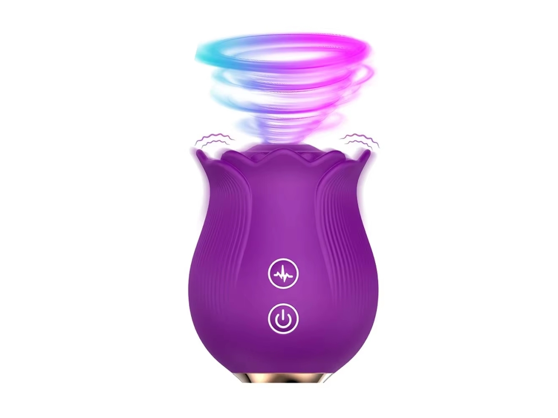 Vibrador em Forma de Rosa MDUG com Estimulador Clitoriano, Sucção e Estimulação Oral (roxo)