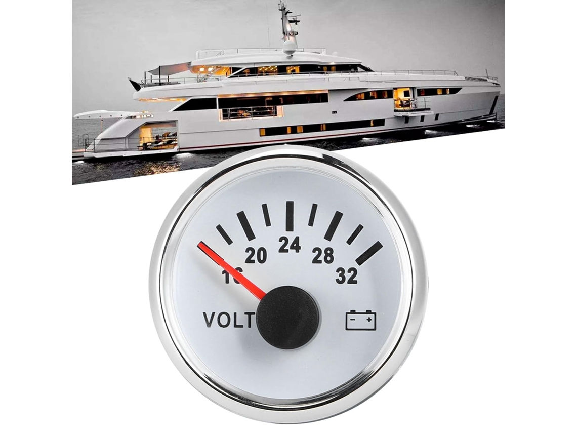 Voltímetro Universal Com Luz De Fundo Vermelha Para Barco Carro 52 Mm