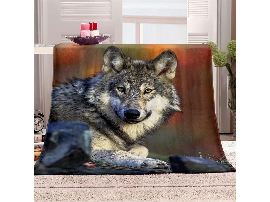 Manta de Lã Fansu Estampa Lobo em 3d Quente Macia e Felpuda Microfibra Ideal para o Inverno Colcha Ou Sofá Ade
