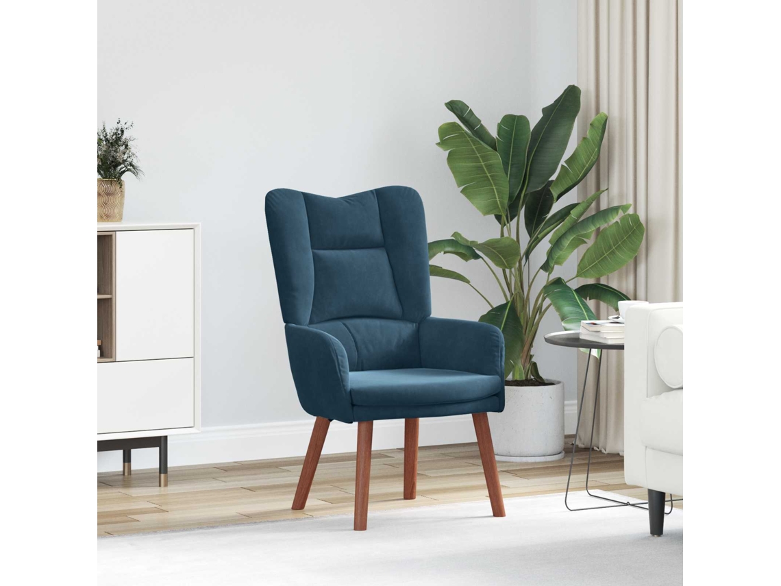 Vidaxl Poltrona Azul 63 X 67 X 94 Cm Veludo