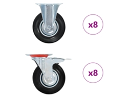 Vidaxl 16 Pcs Rodas 125 Mm