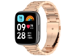Lurelia Pulseira De Aço Inoxidável, Compatível Com Smartwatch Redmi Watch 3 Lite Três Contas (ouro Rosa)