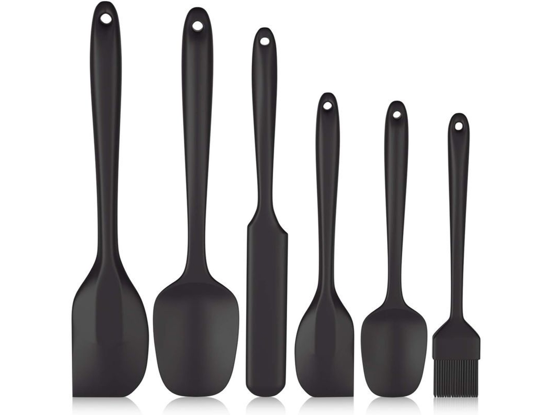 2026 set de 6 Espátulas de Silicona para Cozinha, Resistente Ao Calor Inoxidável para Cozinhar, Assar e Misturar, Preto