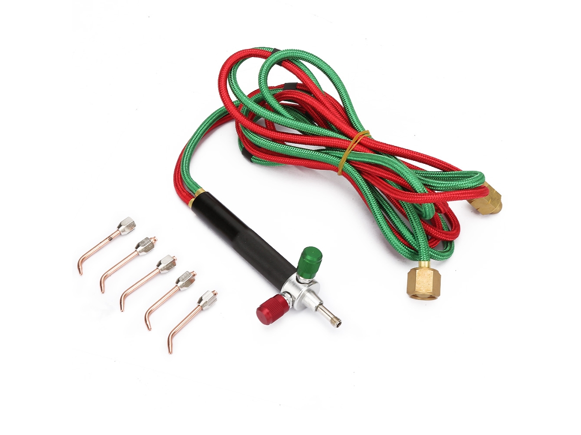 Mini Soplete De Gás Oxigênio Para Soldadura E Estanqueamento Com 5 Pontas Substituíveis Kit De Ferramentas