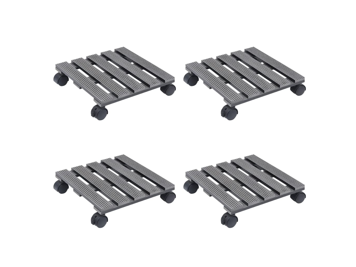 Vidaxl Carrinhos Para Vasos 4 Pcs 30x30x7,5 Cm Wpc Cinzento