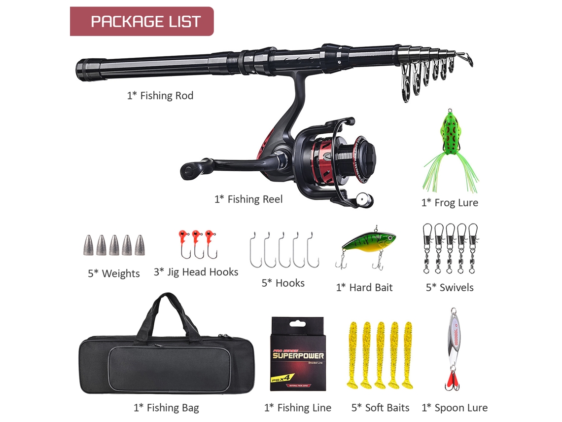 Kit de Pesca com Vara Telescópica 1.7m S/MARCA