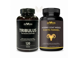Suplemento Masculino Kit 2 Unidades Horny Goat Weed Tribulus com Ginseng Maca Vegano, Fácil de Engolir ZEVERI