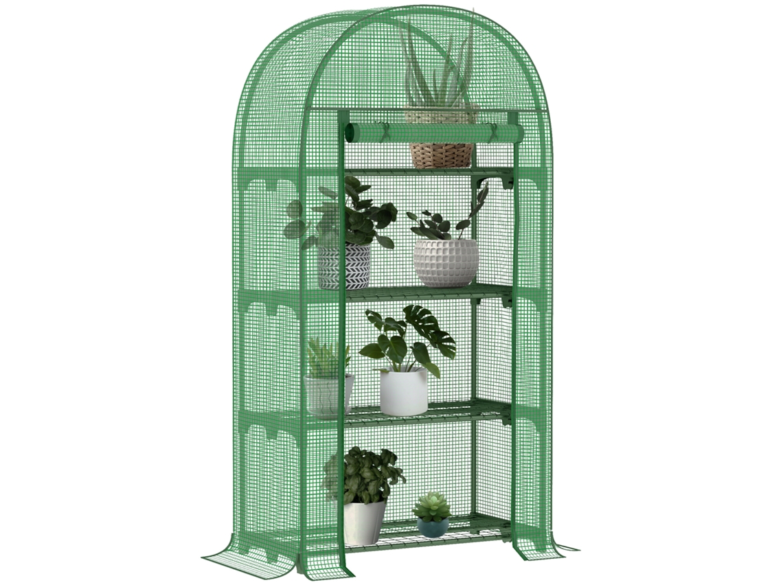 Estufa de jardim BTFORUS, com janelas de malha, porta com fecho, cobertura em PE, 80x49x160cm, verde