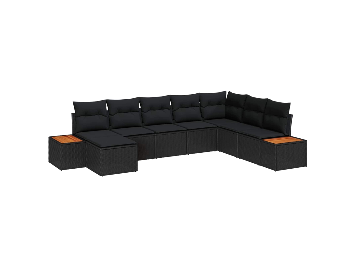 Vidaxl Conjunto De Sofá De Jardim 8 Unid. Preto Rattan Sintético