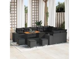 Vidaxl Conjunto De Sofá De Jardim 13 Unid. 9-número De Lugares Preto