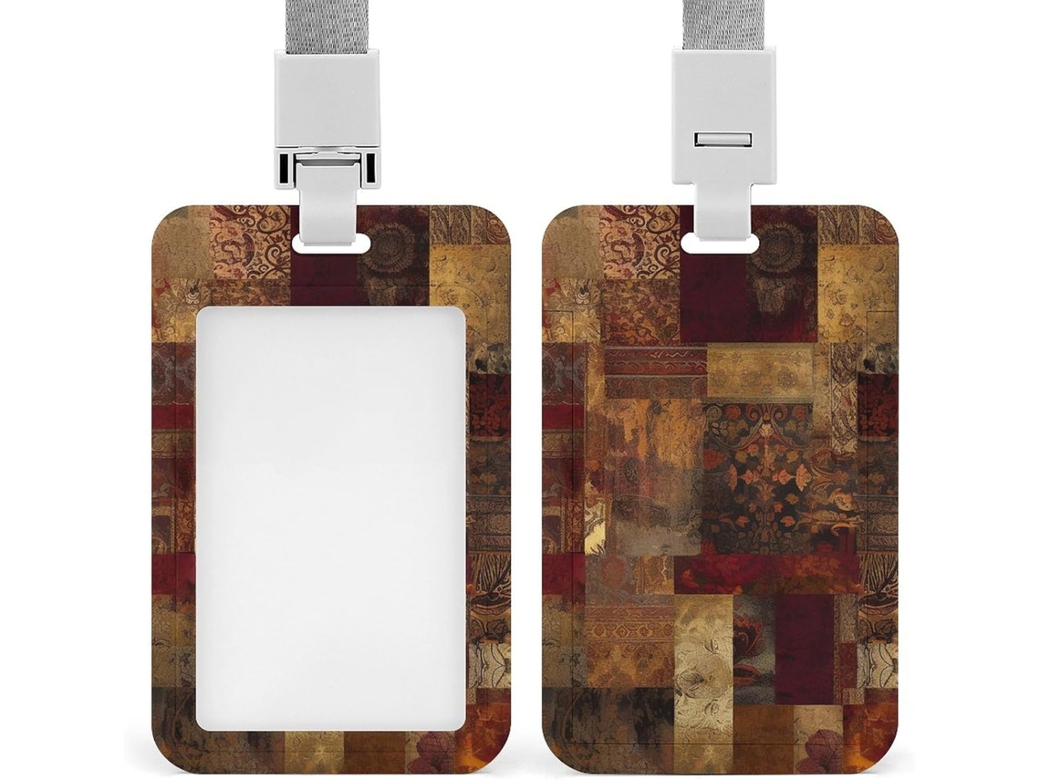 Porta Crachá Com Estampa Patchwork, Resistente, De Plástico, Cartões De Identificação, Cartões De Proximidade