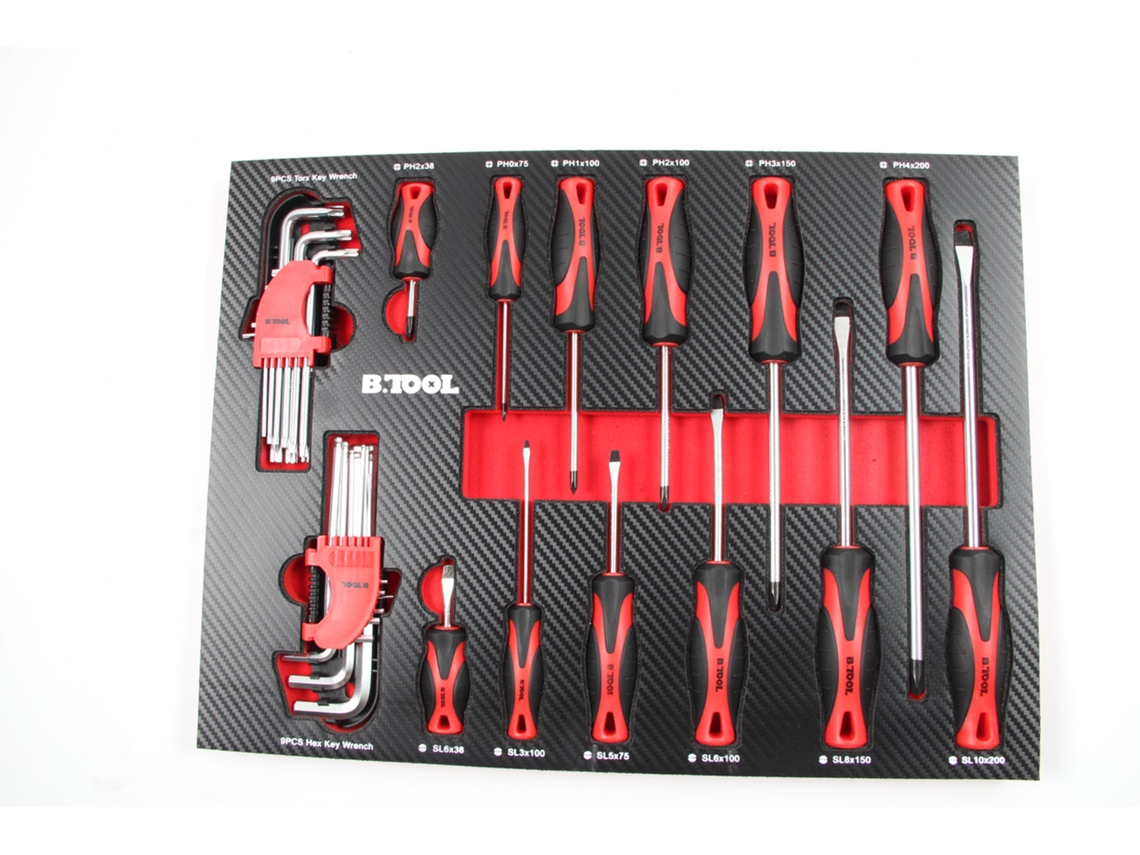 B.TOOL 855006172 Carrinho de ferramentas Btc172 com 172 ferramentas