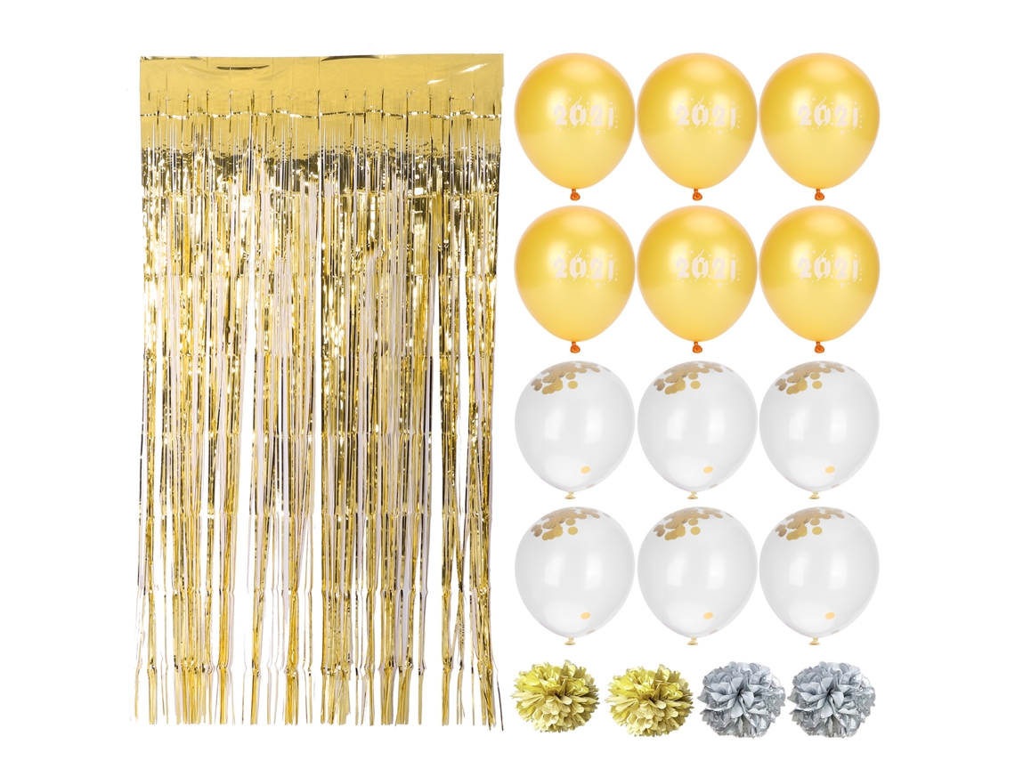 Laxiscreed Kit De Balões Com Sequin E Cortina Decorativa Para Festas De Ano Novo 2021
