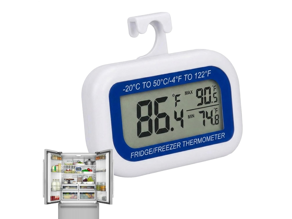 Termômetro Para Geladeira E Freezer, Registra Com Precisão As Temperaturas Máxima E Mínima, Possui Visor Lcd Magnético E