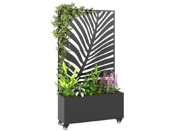 Floreira Com Treliça E Privacidade, 90x30x160 Cm, Metal Preto.