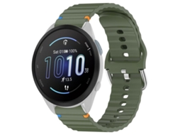 Bracelete Garmin Forerunner 165 Silicone Grão Ondulado Costurado Verde Exército XIAOMOYU (20mm)